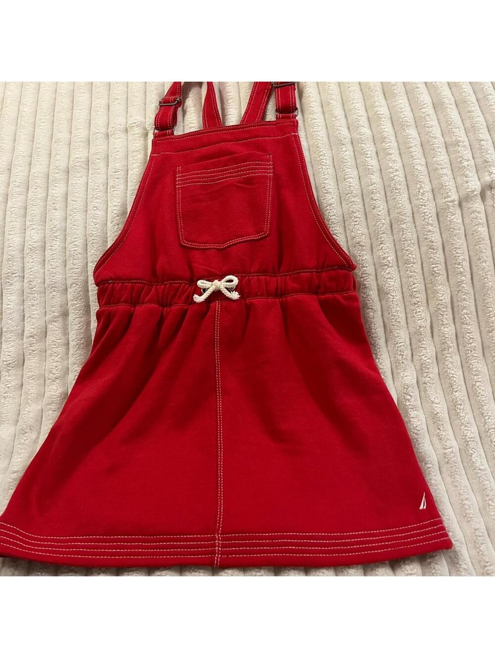 Nautica Red Kids Overall Dress Girls Size 12/14